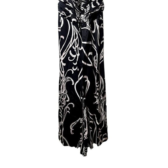 Tadashi Collection Sz6 Black White Abstract Printed Silk Halter Maxi Dress - Picture 7 of 9